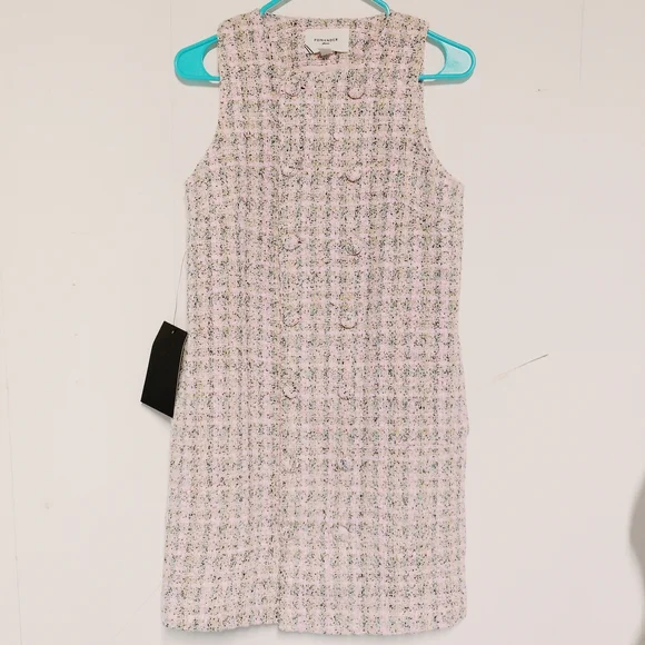 Pomander Place Bianca Tweed Dress Peoni Pink Size XS - Picture 2 of 8